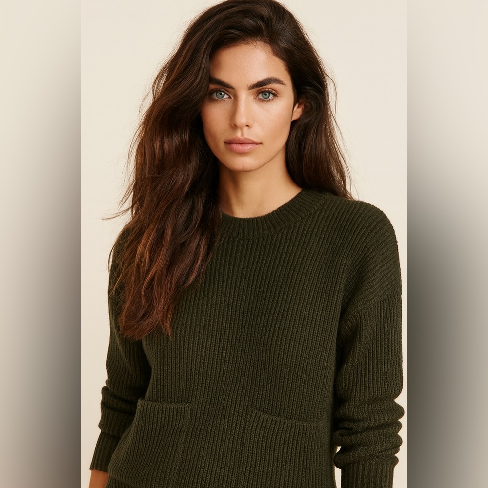 Madewell Women's Olive Green Crew Neck Sweater